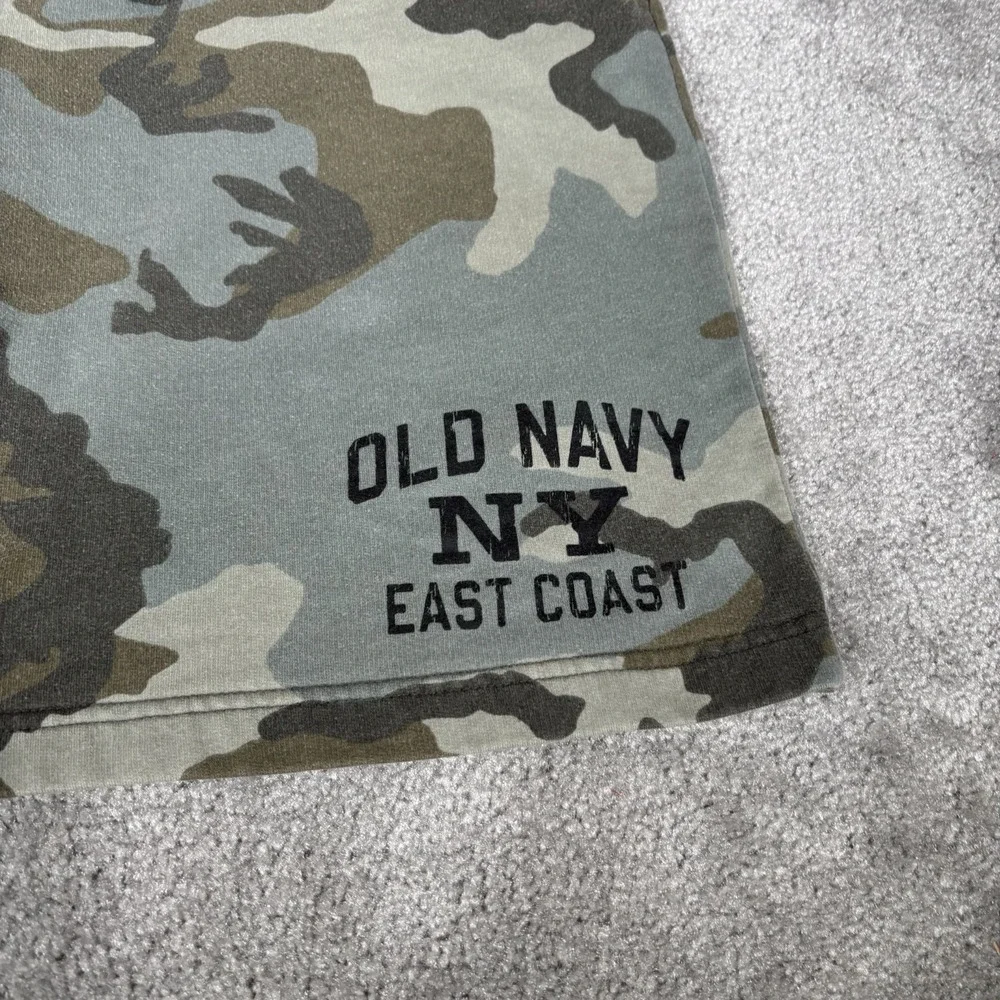 Old Navy Sweat Shorts Mens L Green Camo Fleece Drawstring Athletic Gym Y2K